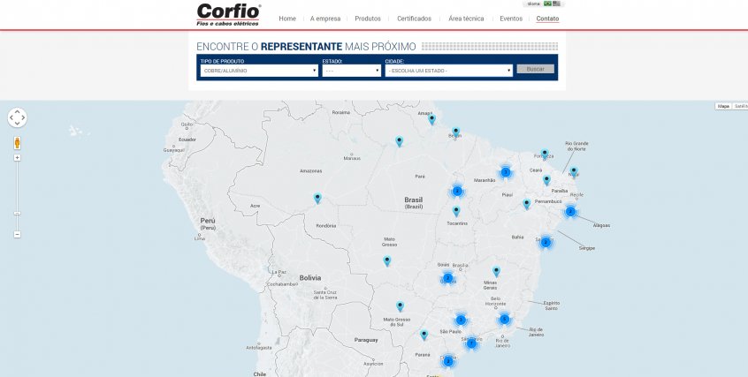 Mapa dinâmico de representantes